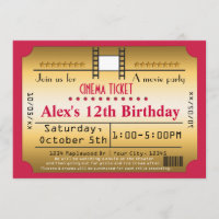 Invitation de bande de film de cinéma de billet de