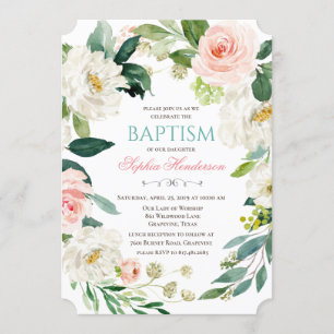 Invitation de baptême à l'aquarelle florale