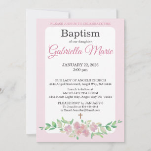 Invitation de baptême à motif de croix aquarelle f