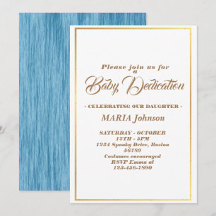 Invitation de baptême bleu aquarelle moderne