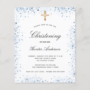 Invitation de baptême bleu garçon bleu blanc petit