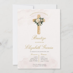 Invitation de baptême bohème blanc