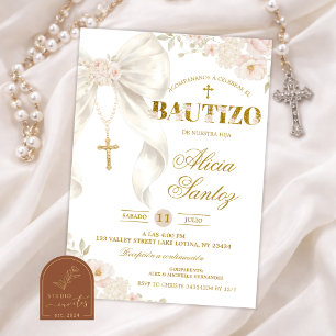 Invitation de baptême Coquette Arc en ivoire