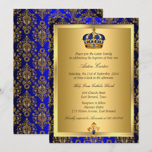 Invitation de baptême Couronne Royale Bleue Royale