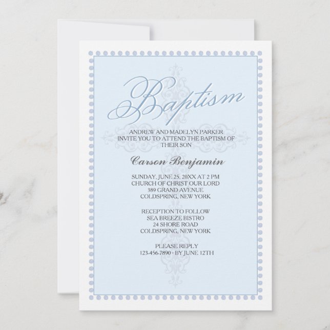 Invitation de baptême Croix Bleue (Devant)