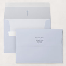 Invitation de baptême Croix Religieuse Grace Blue