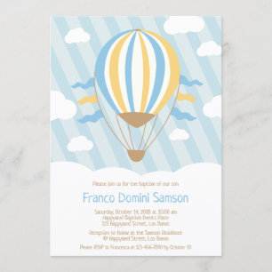 Invitation de Baptême de ballon à air chaud vers l