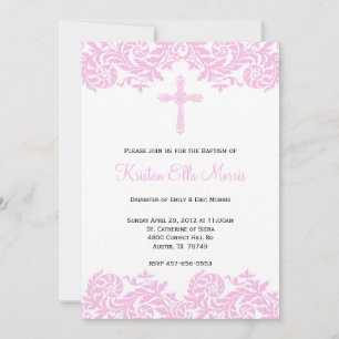Invitation de baptême de baptême de damassé