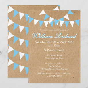 Invitation de baptême de bébé Bunting Bleu