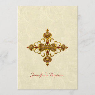 Invitation de baptême de croix de pierre gemme