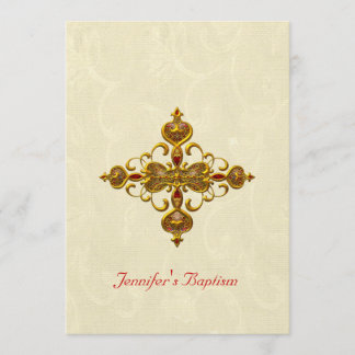 Invitation de baptême de croix de pierre gemme