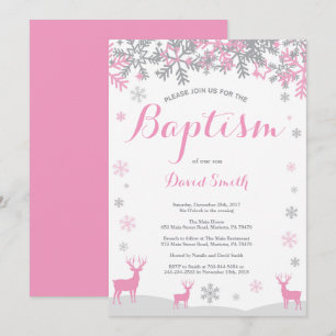 Invitation de baptême de fille de cerfs communs
