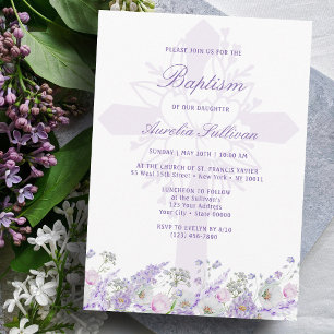 Invitation de baptême de la Sainte Croix aux fleur