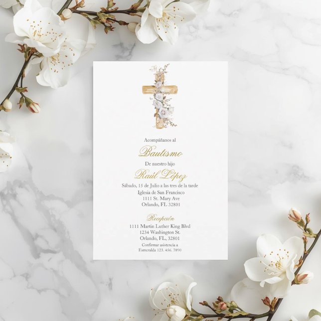 Invitation de baptême de la Sainte Croix pour garç (Créateur téléchargé)