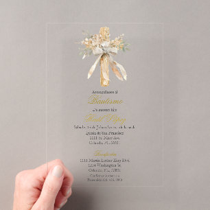 Invitation de baptême de la Sainte Croix pour garç