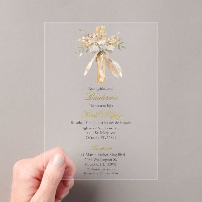 Invitation de baptême de la Sainte Croix pour garç (In situ (ordinateur de poche))