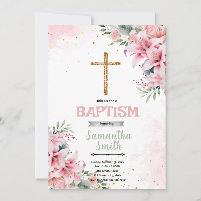 Invitation de baptême de Lily (Devant)