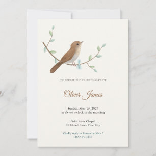 Invitation de baptême de l'oiseau chanteur Veery