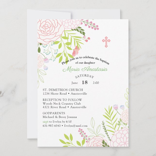 Invitation de baptême de Maria (Devant)