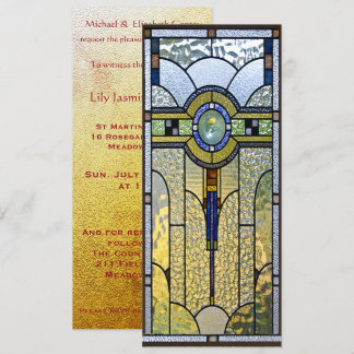 invitation de baptême de mariage art déco en verre
