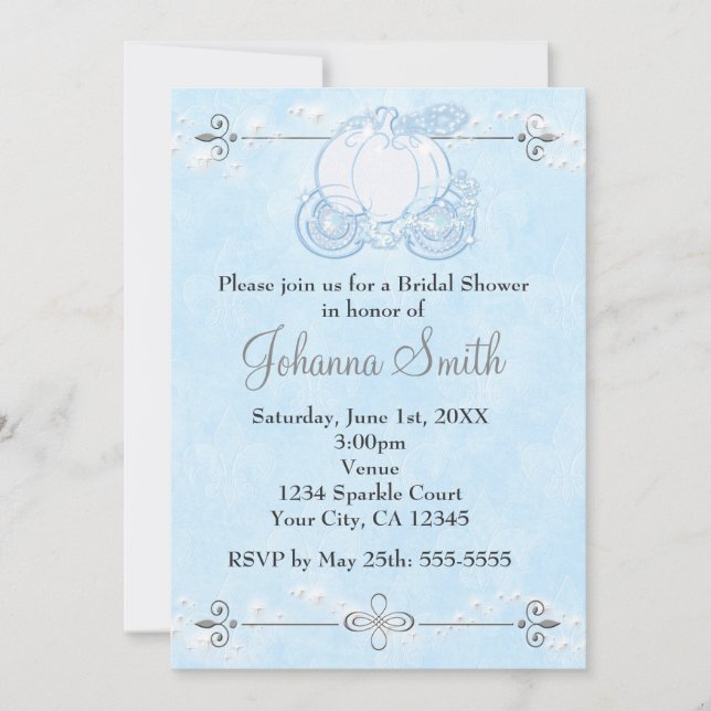 Invitation de bapteme de mariage Carrosse de Cendr (Devant)