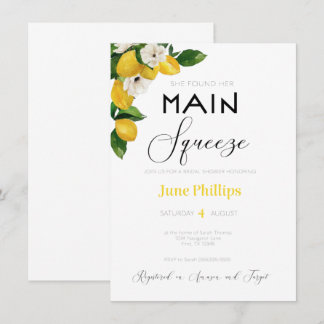 Invitation de bapteme de mariage florale au citron