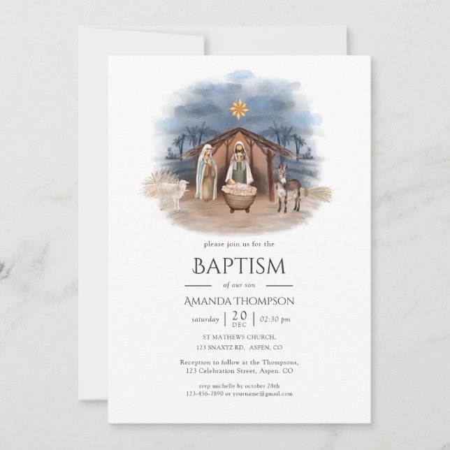 Invitation de baptême de Noël religieux (Devant)