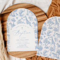 Invitation de baptême de toile garçon safari chino