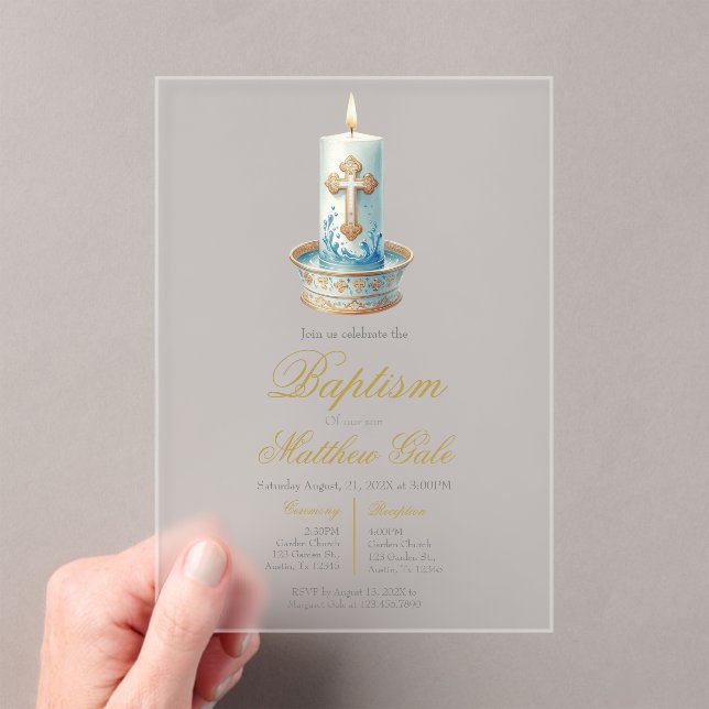 Invitation de baptême en acrylique avec bougie (In situ (ordinateur de poche))