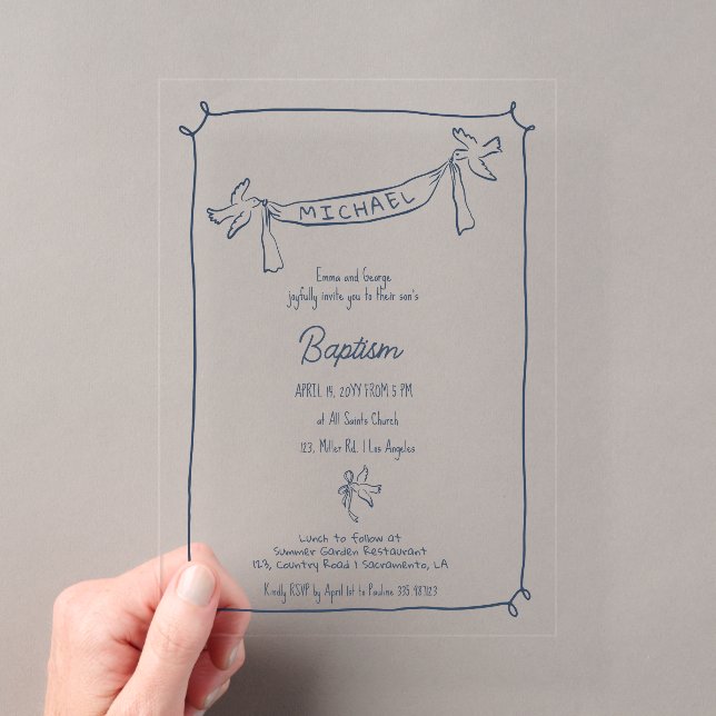Invitation de baptême en acrylique dessinée à la m (In situ (ordinateur de poche))