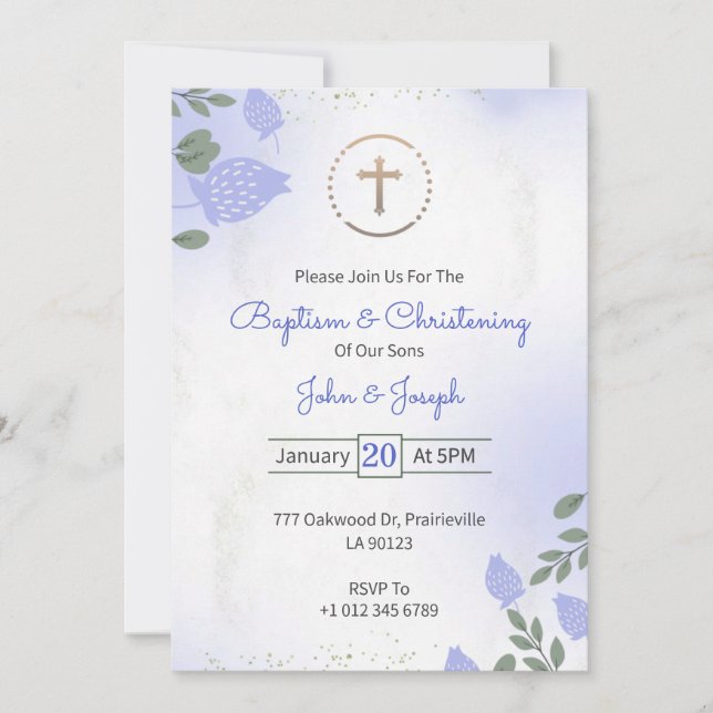 Invitation de baptême et de christening dans un de (Devant)