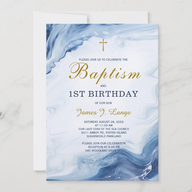 Invitation de baptême et de premier anniversaire g (Devant)