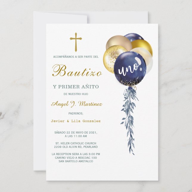 Invitation de Baptême et Premier Anniversaire (Devant)