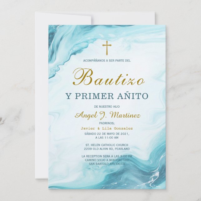 Invitation de Baptême et Premier Anniversaire (Devant)