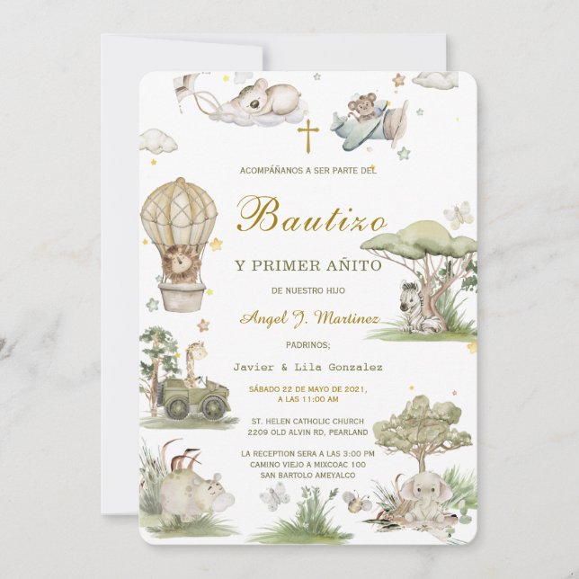 Invitation de Baptême et Premier Anniversaire (Devant)