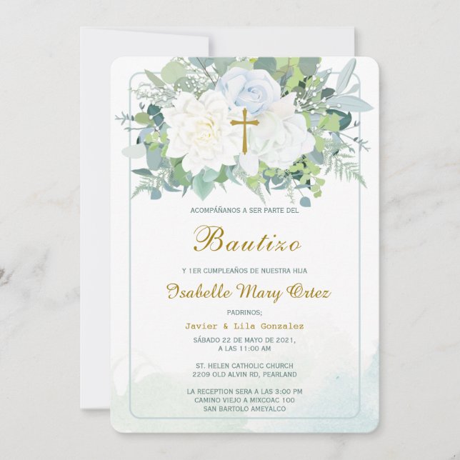 Invitation de Baptême et Premier Anniversaire (Devant)