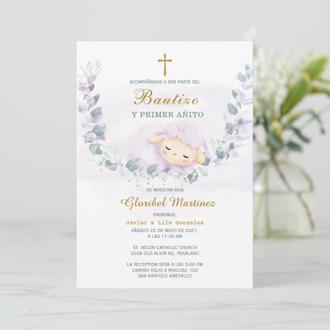 Invitation de Baptême et Premier Anniversaire Invi (Debout devant)