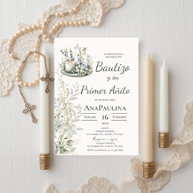 Invitation de baptême et première année en espagno (Créateur téléchargé)