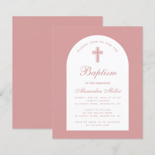 Invitation de baptême fille Budget Arch Dusty Rose