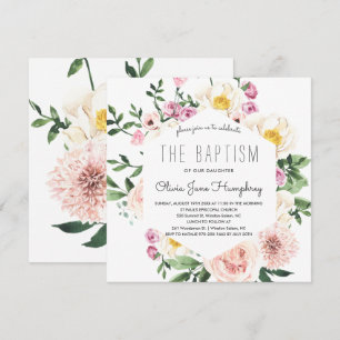 Invitation de baptême Florales estivales rougissan