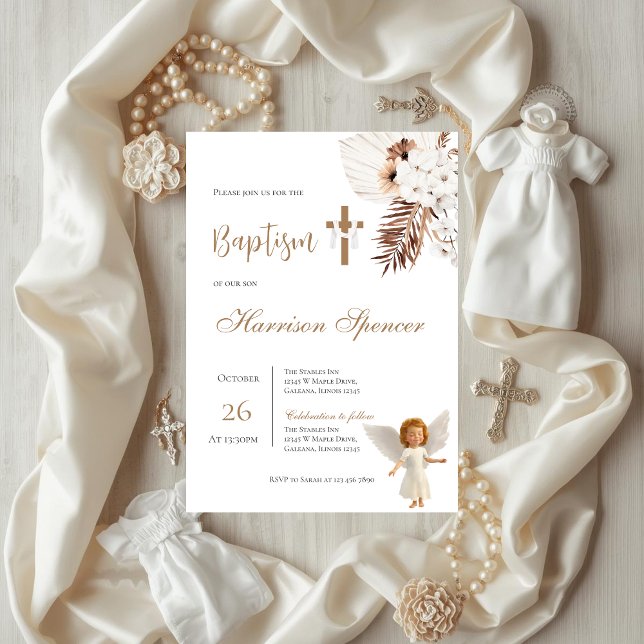 Invitation de baptême garçon Boho  (Créateur téléchargé)