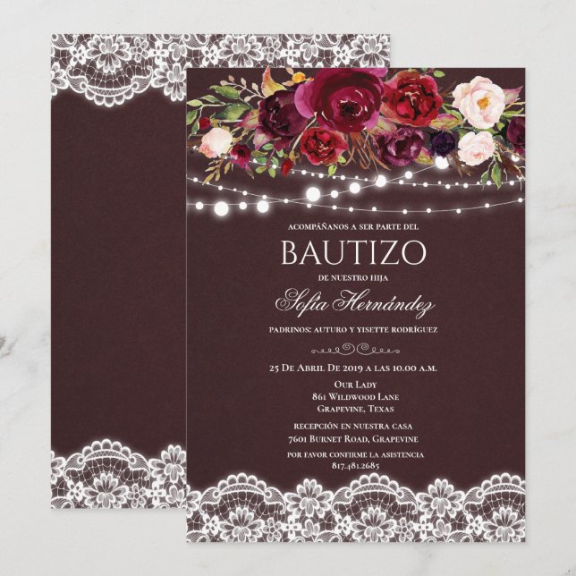 Invitation de baptême Invitation de baptême (Devant / Derrière)