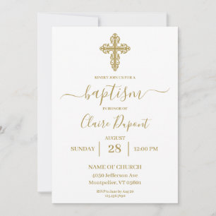 Invitation de baptême minimaliste en or espagnol