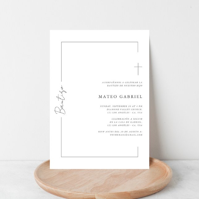 Invitation de baptême moderne en espagnol avec écr (Créateur téléchargé)