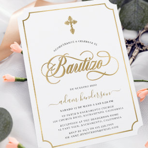Invitation De Baptême Or Espagnole