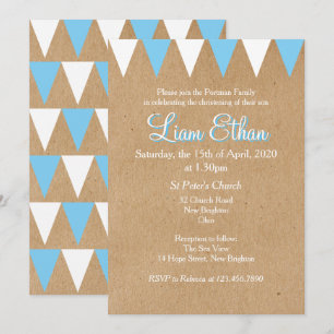 Invitation de baptême ou de christening bleu Baby