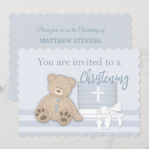 Invitation de baptême pour garçon Baby Boy Blue Ca