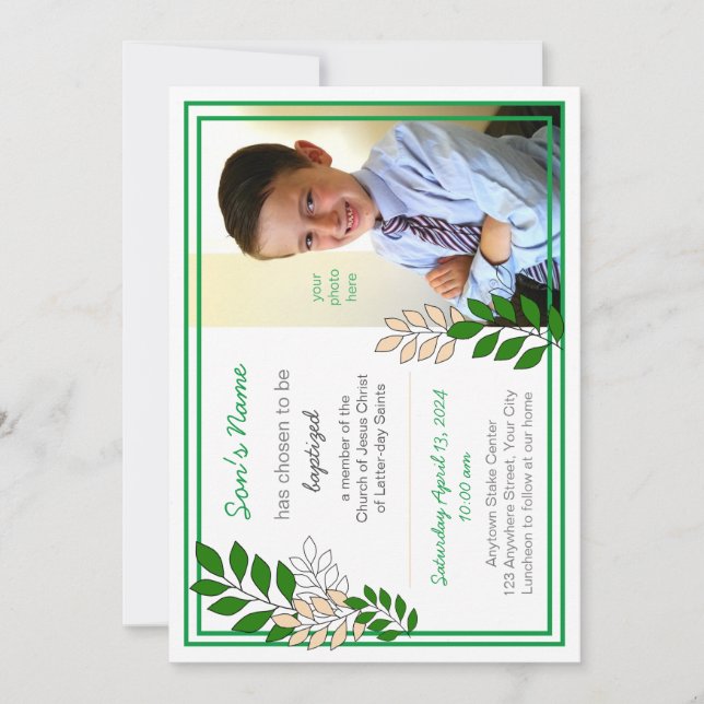 Invitation de baptême pour garçon de 8 ans (Devant)