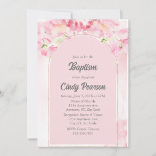 Invitation de baptême rose Dusty