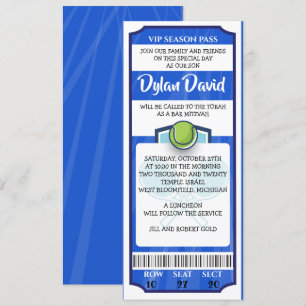 Invitation de Bar Mitzvah billet de TENNIS